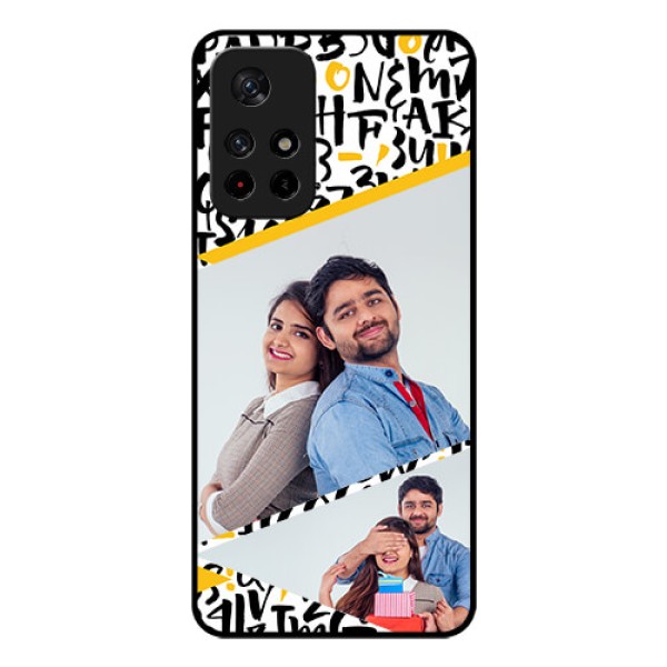 Poco M4 Pro 5G Custom Glass Mobile Case - Letters Pattern Design