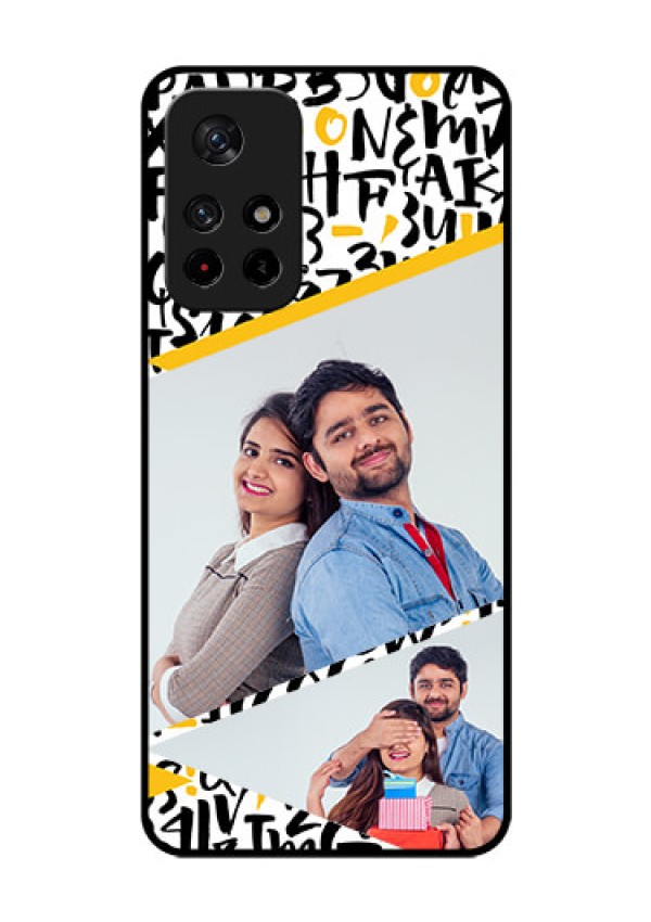 Poco M4 Pro 5G Custom Glass Mobile Case - Letters Pattern Design