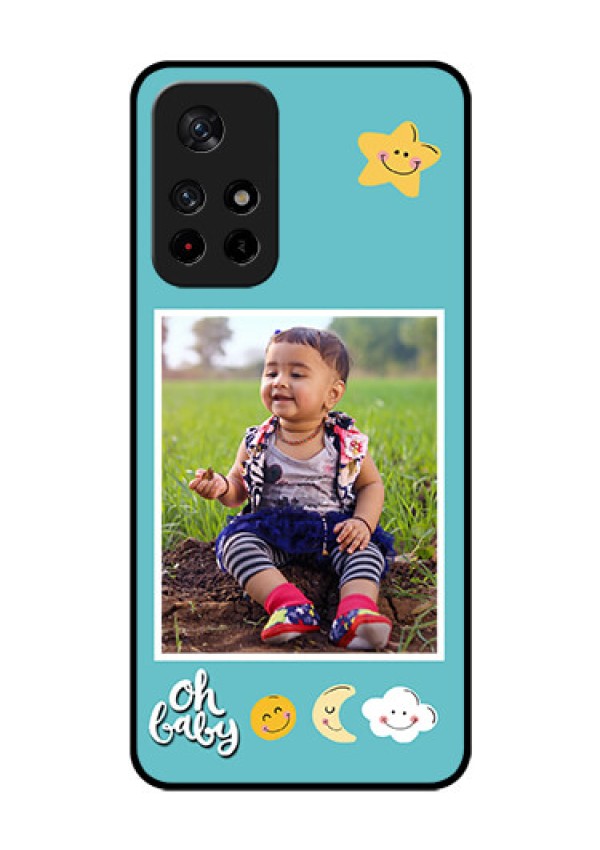 Poco M4 Pro 5G Personalized Glass Phone Case - Smiley Kids Stars Design