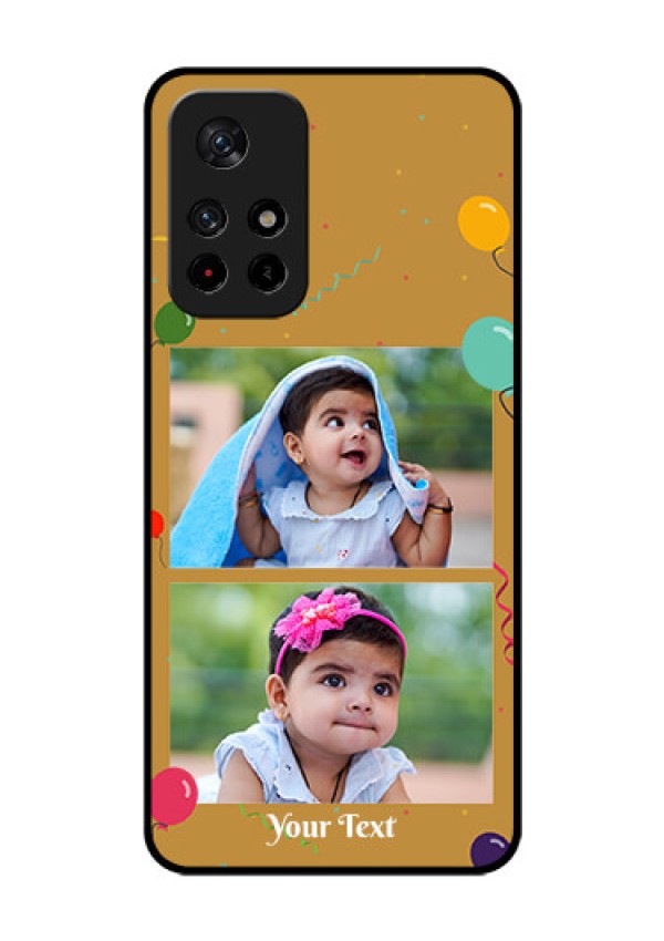 Poco M4 Pro 5G Personalized Glass Phone Case - Image Holder with Birthday Celebrations Design