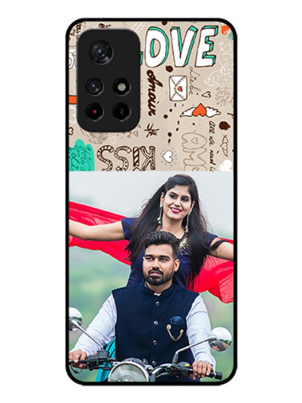 Custom Poco M4 Pro 5G Custom Glass Phone Case - Love Doodle Pattern