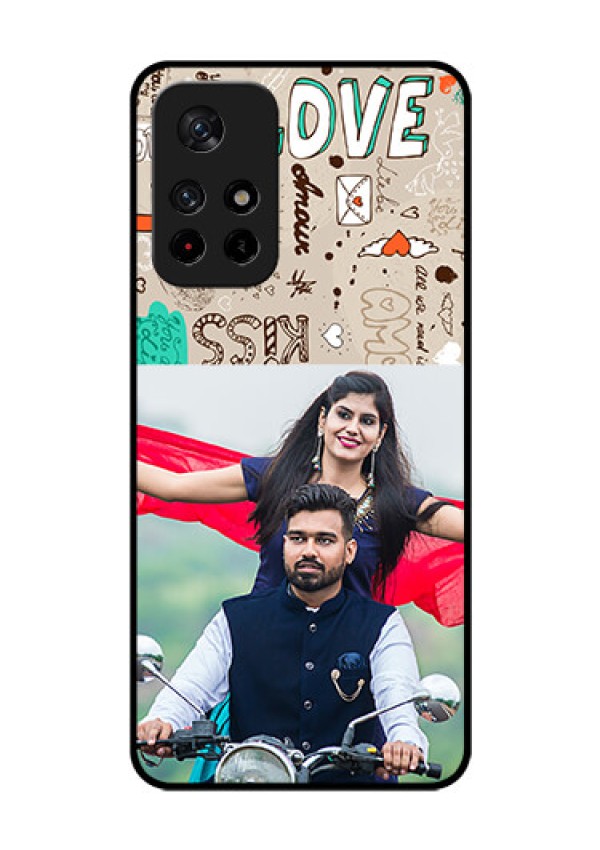 Poco M4 Pro 5G Custom Glass Phone Case - Love Doodle Pattern