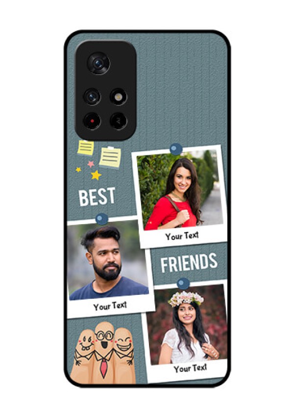 Poco M4 Pro 5G Personalized Glass Phone Case - Sticky Frames and Friendship Design