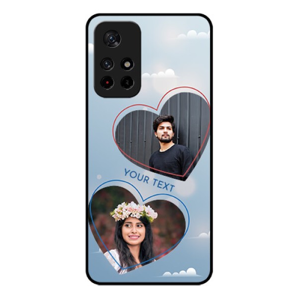 Poco M4 Pro 5G Custom Glass Mobile Case - Blue Color Couple Design