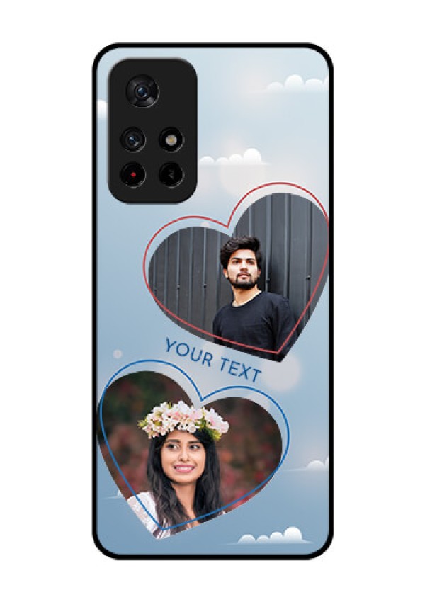 Poco M4 Pro 5G Custom Glass Mobile Case - Blue Color Couple Design