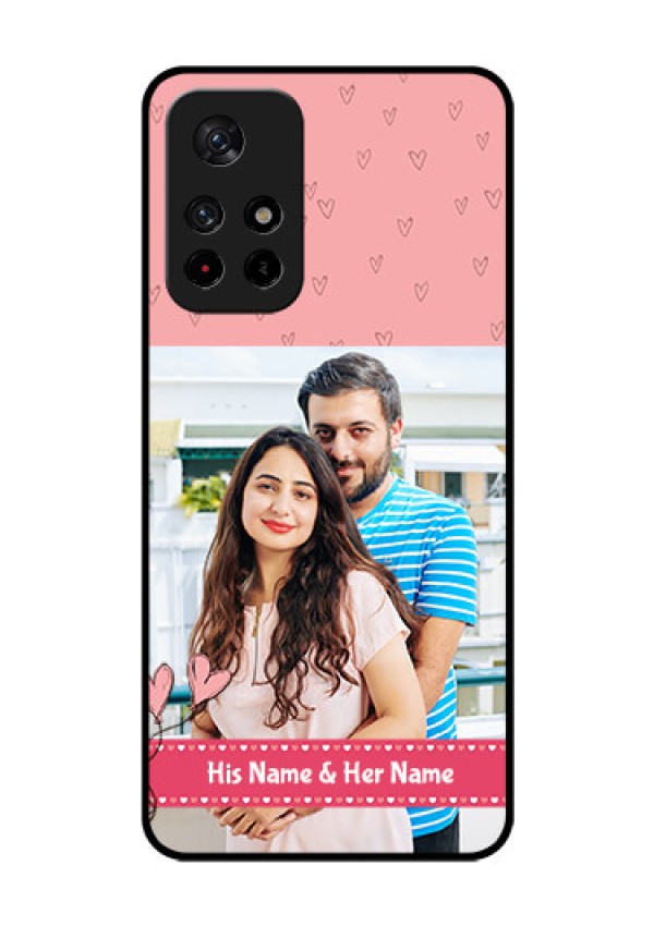 Poco M4 Pro 5G Personalized Glass Phone Case - Love Design Peach Color