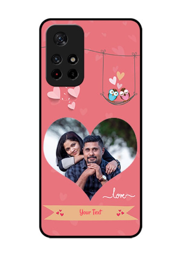 Poco M4 Pro 5G Personalized Glass Phone Case - Peach Color Love Design
