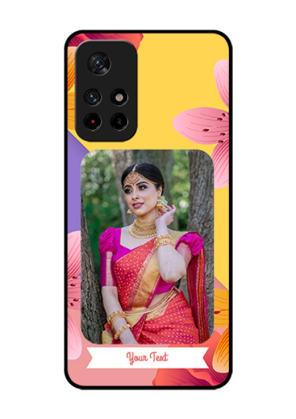 Poco M4 Pro 5G Custom Glass Mobile Case - 3 Image With Vintage Floral Design