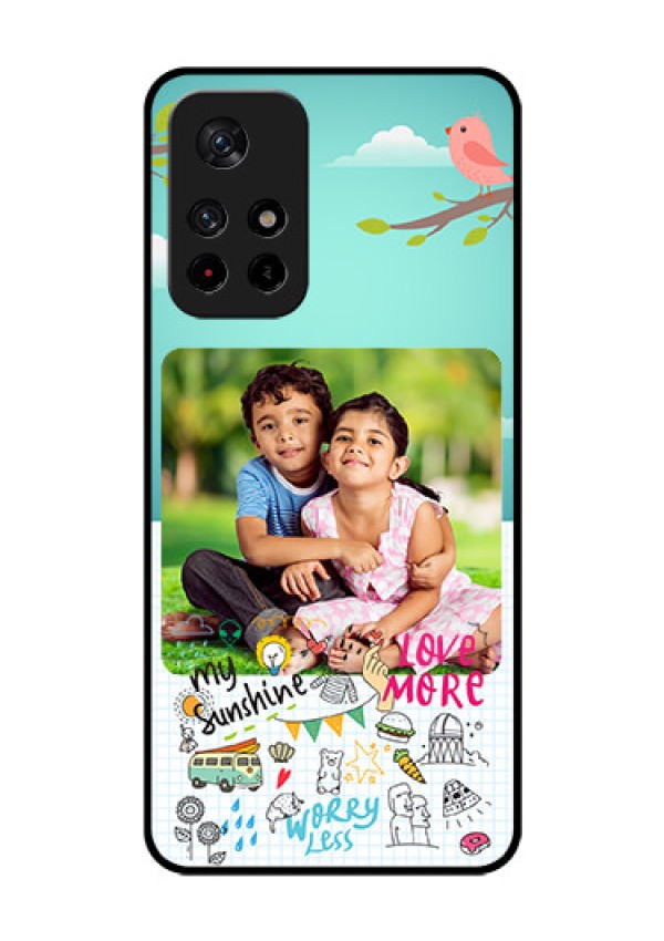 Poco M4 Pro 5G Photo Printing on Glass Case - Doodle love Design