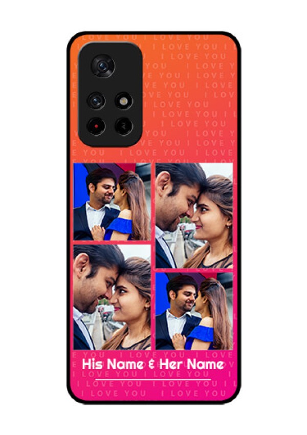 Poco M4 Pro 5G Custom Glass Phone Case - I Love You Pink Design