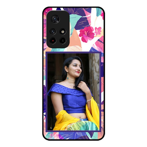 Poco M4 Pro 5G Custom Glass Mobile Case - Abstract Floral Design