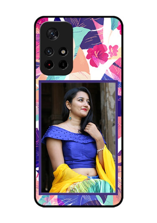 Poco M4 Pro 5G Custom Glass Mobile Case - Abstract Floral Design