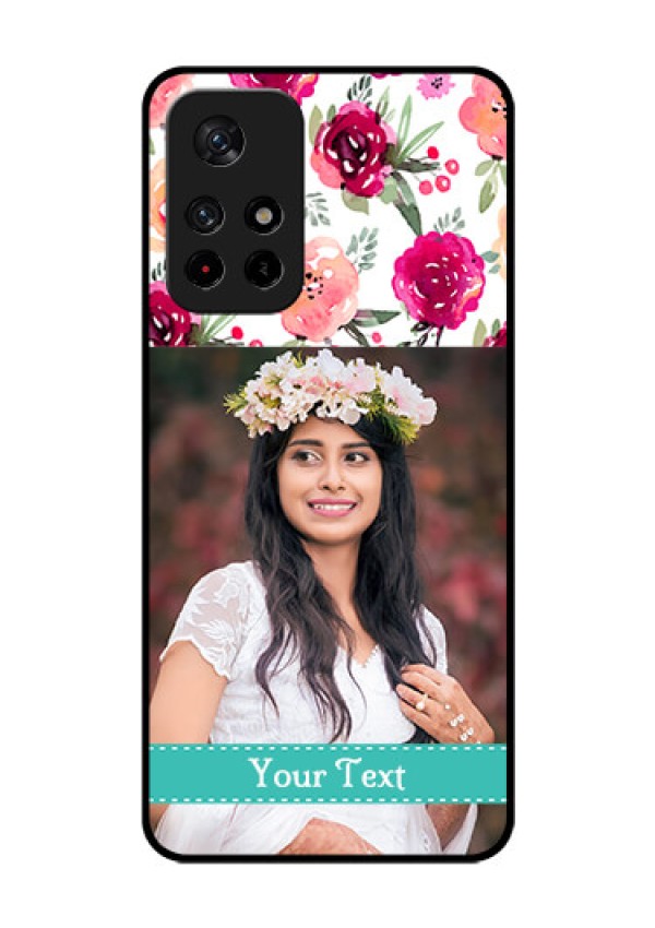 Poco M4 Pro 5G Custom Glass Phone Case - Watercolor Floral Design