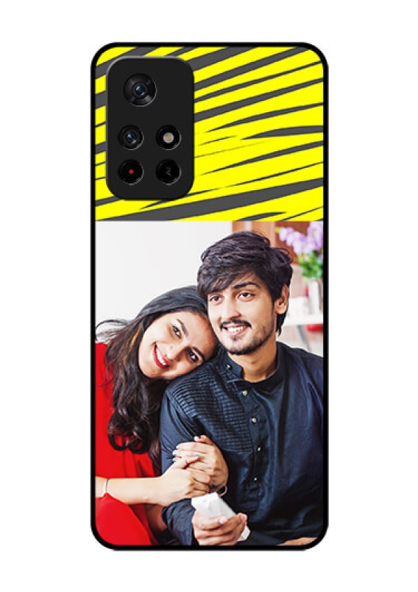 Poco M4 Pro 5G Photo Printing on Glass Case - Yellow Abstract Design