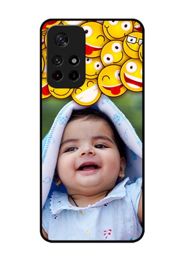 Poco M4 Pro 5G Custom Glass Mobile Case - with Smiley Emoji Design