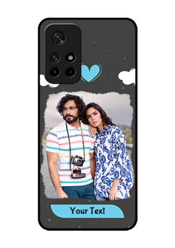 Poco M4 Pro 5G Custom Glass Phone Case - Splashes with love doodles Design
