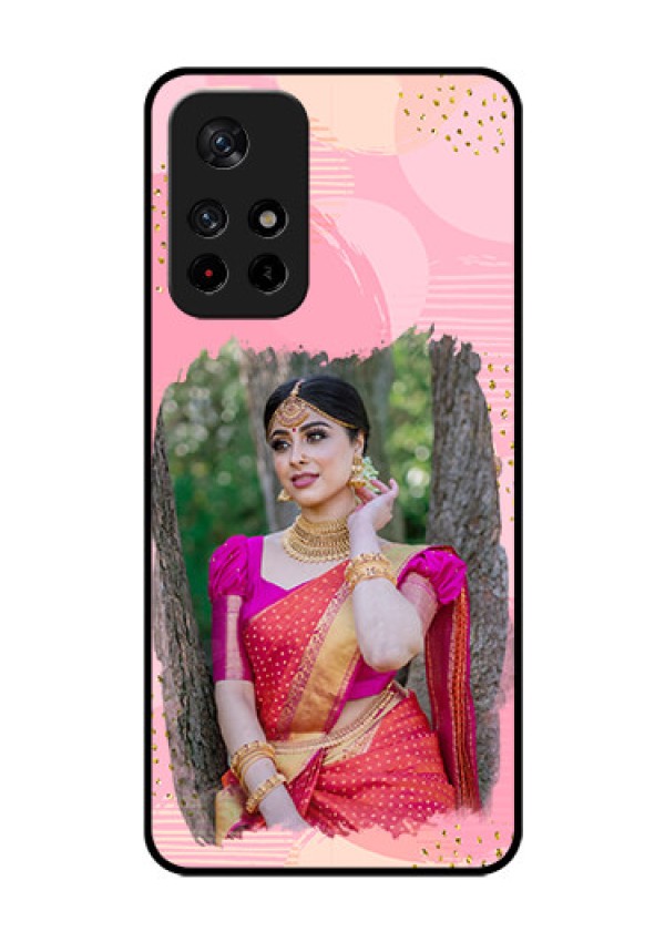 Poco M4 Pro 5G Personalized Glass Phone Case - Gold Glitter Splash Design