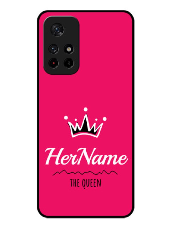 Custom Poco M4 Pro 5G Glass Phone Case Queen with Name