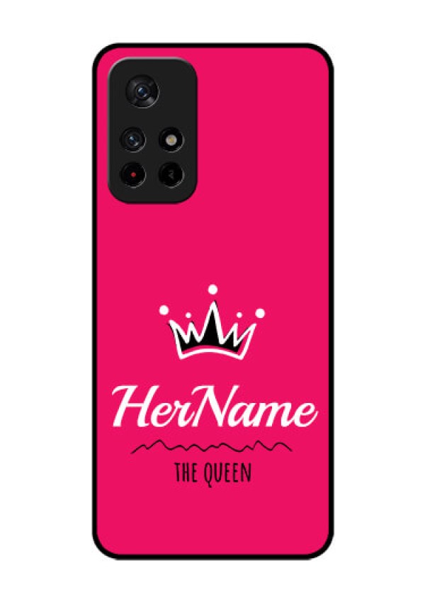 Poco M4 Pro 5G Glass Phone Case Queen with Name