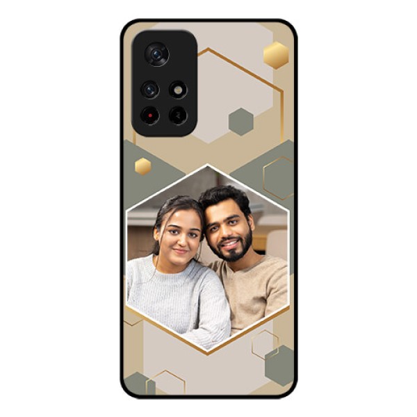 Poco M4 Pro 5G Photo Printing on Glass Case - Stylish Hexagon Pattern Design Poco M4 Pro 5G Photo Printing on Glass Case - Stylish Hexagon Pattern Design