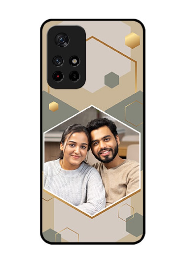 Poco M4 Pro 5G Photo Printing on Glass Case - Stylish Hexagon Pattern Design