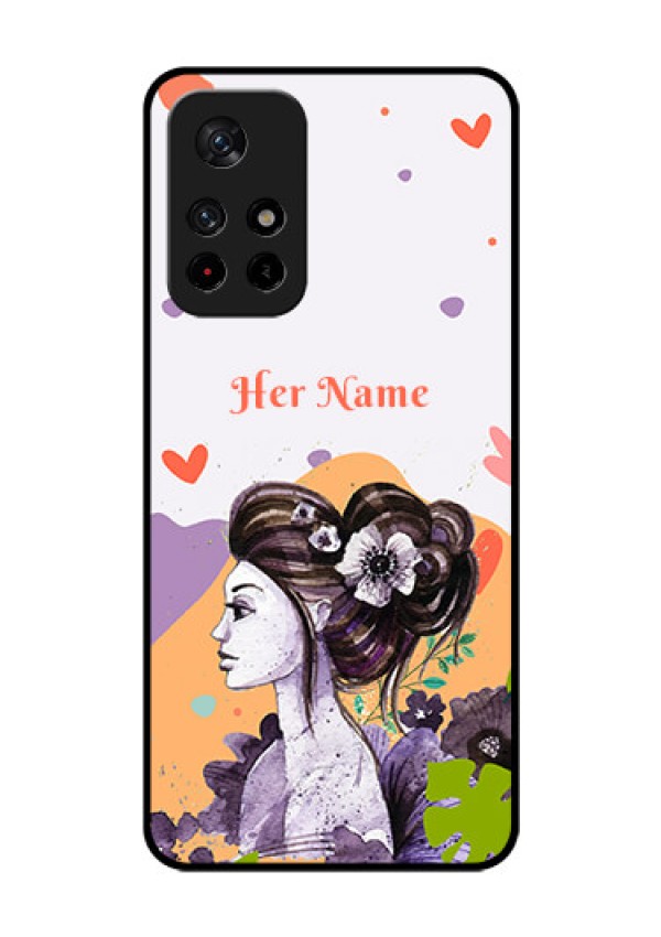 Poco M4 Pro 5G Personalized Glass Phone Case - Woman And Nature Design