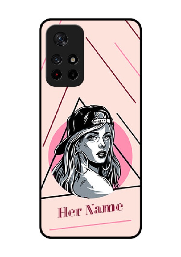 Poco M4 Pro 5G Personalized Glass Phone Case - Rockstar Girl Design
