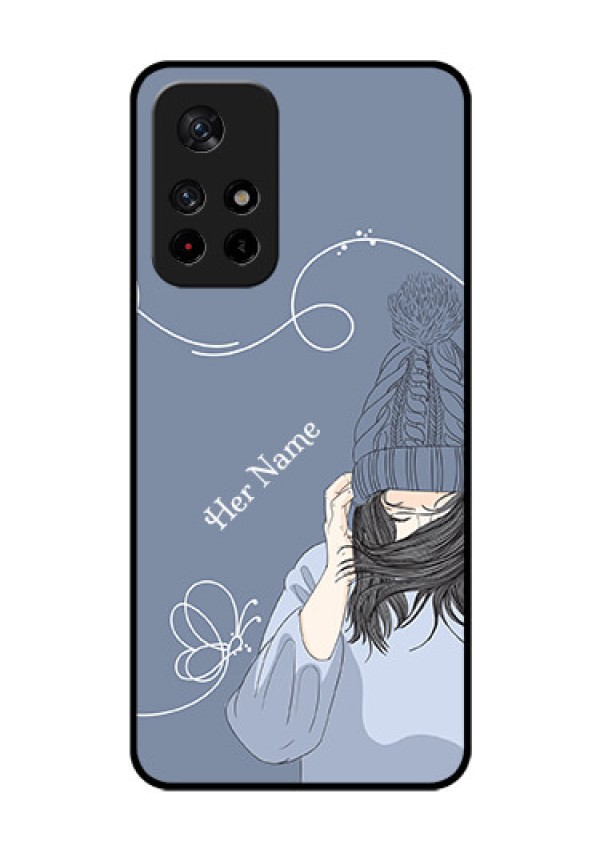 Poco M4 Pro 5G Custom Glass Mobile Case - Girl in winter outfit Design