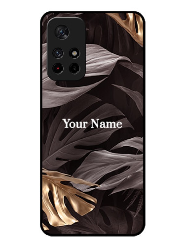 Custom Poco M4 Pro 5G Personalised Glass Phone Case - Wild Leaves digital paint Design