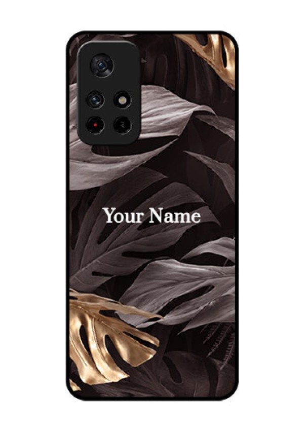 Poco M4 Pro 5G Personalised Glass Phone Case - Wild Leaves digital paint Design
