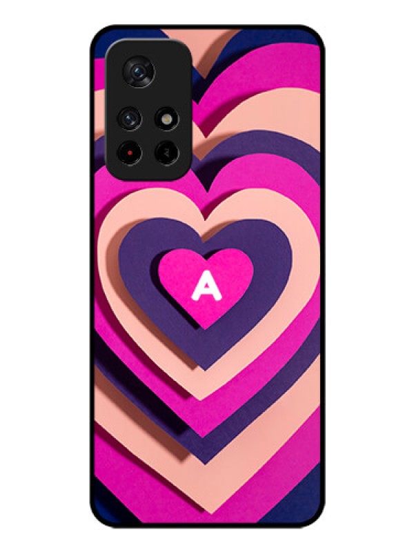 Custom Poco M4 Pro 5G Custom Glass Mobile Case - Cute Heart Pattern Design