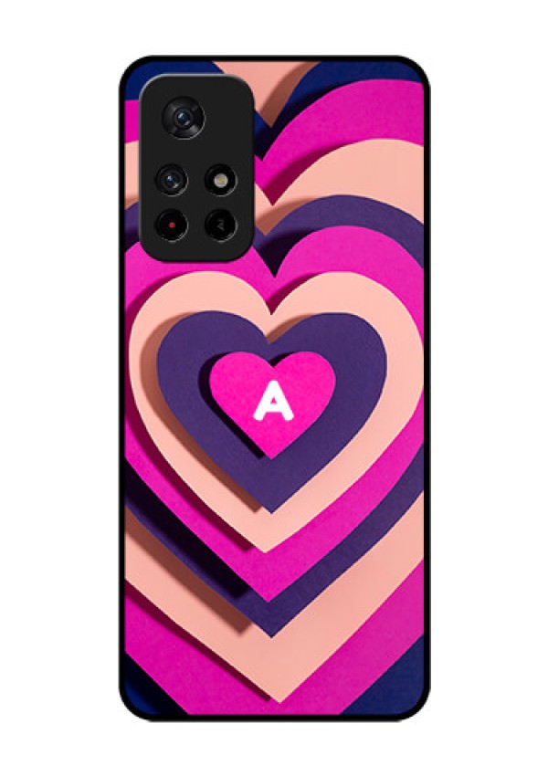 Poco M4 Pro 5G Custom Glass Mobile Case - Cute Heart Pattern Design