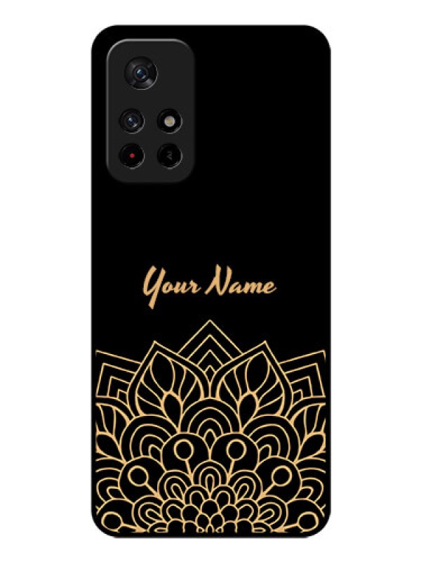 Custom Poco M4 Pro 5G Custom Glass Phone Case - Golden mandala Design