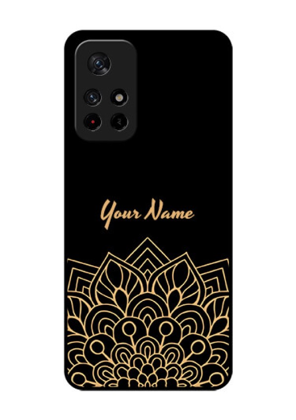 Poco M4 Pro 5G Custom Glass Phone Case - Golden mandala Design