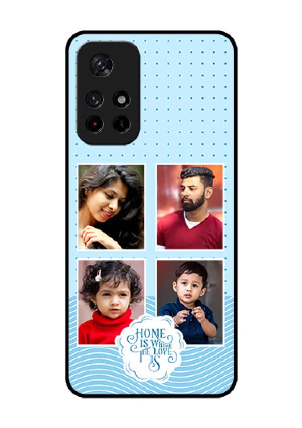 Poco M4 Pro 5G Custom Glass Phone Case - Cute love quote with 4 pic upload Design