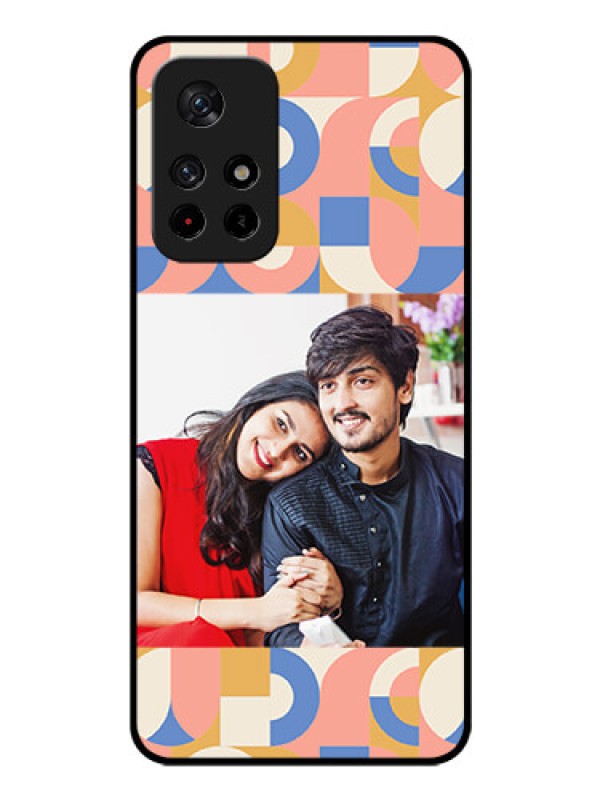 Custom Poco M4 Pro 5G Photo Printing on Glass Case - Semi-circle Maze Pattern Design