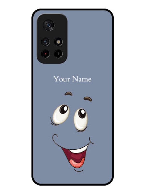 Custom Poco M4 Pro 5G Photo Printing on Glass Case - Laughing Cartoon Face Design