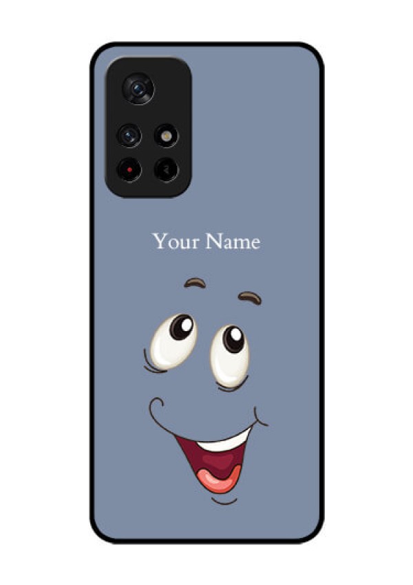 Poco M4 Pro 5G Photo Printing on Glass Case - Laughing Cartoon Face Design