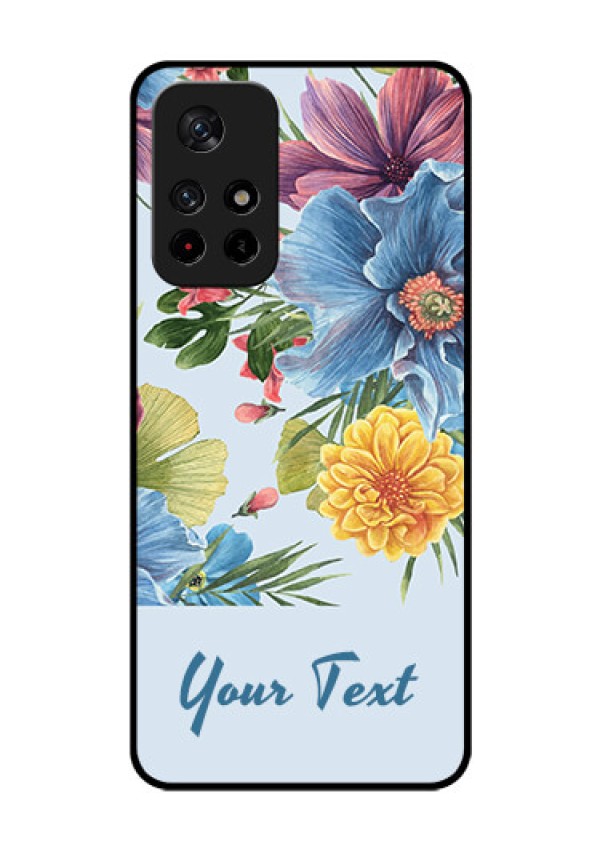Poco M4 Pro 5G Custom Glass Mobile Case - Stunning Watercolored Flowers Painting Design