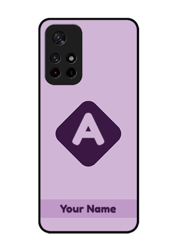 Poco M4 Pro 5G Custom Glass Mobile Case - Custom Letter in curved badge Design