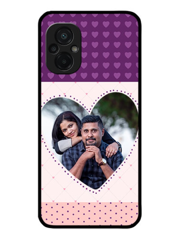 Custom Poco M5 Custom Glass Phone Case - Violet Love Dots Design