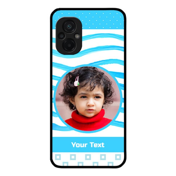 Poco M5 Custom Glass Phone Case - Simple Blue Case Design