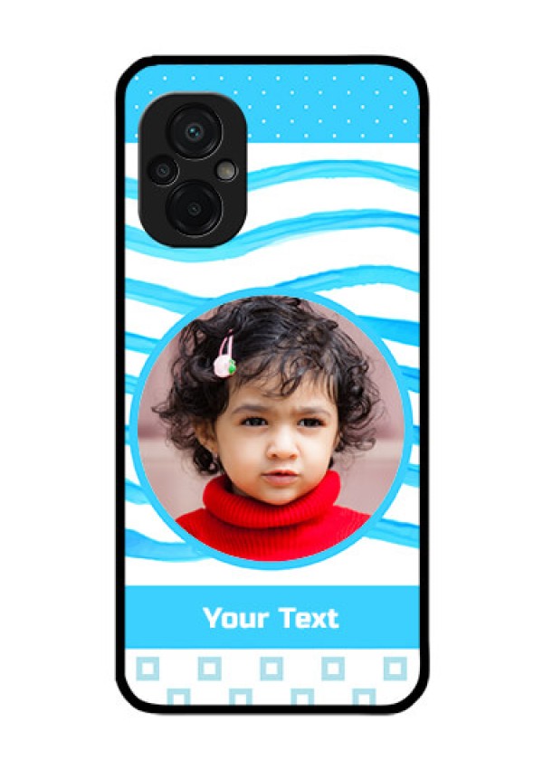 Poco M5 Custom Glass Phone Case - Simple Blue Case Design