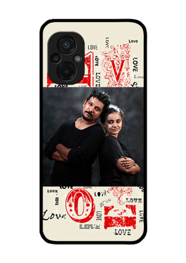 Poco M5 Photo Printing on Glass Case - Trendy Love Design Case