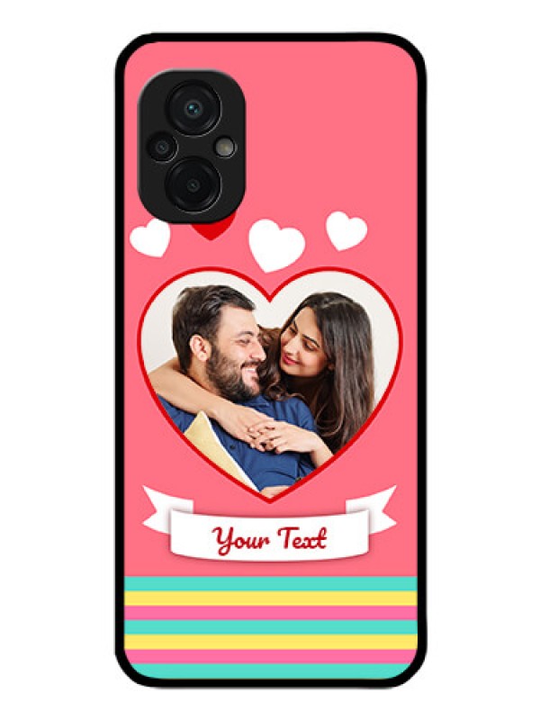 Custom Poco M5 Photo Printing on Glass Case - Love Doodle Design