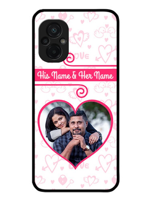 Custom Poco M5 Personalized Glass Phone Case - Heart Shape Love Design
