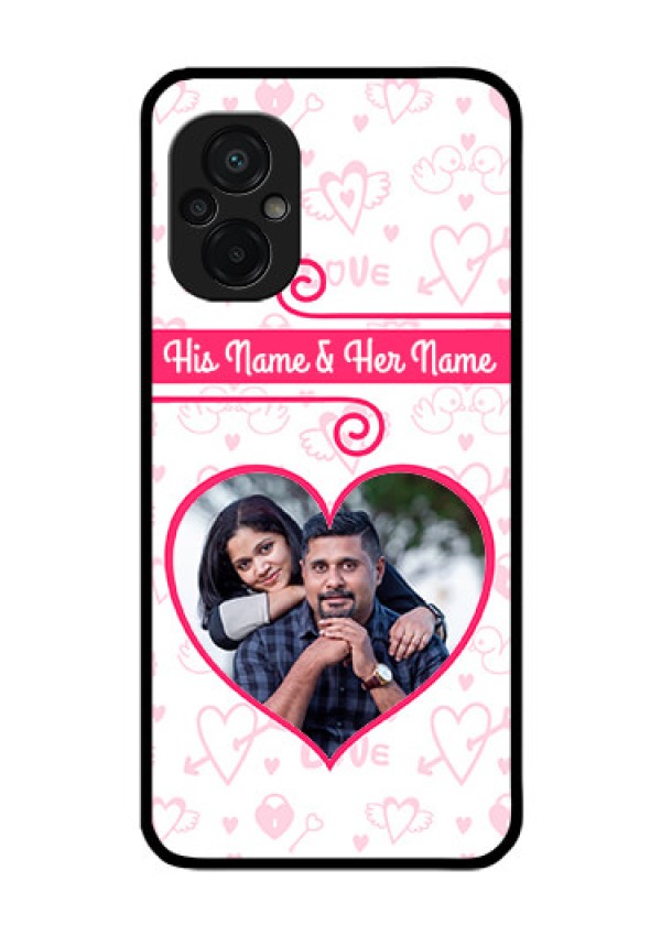 Poco M5 Personalized Glass Phone Case - Heart Shape Love Design