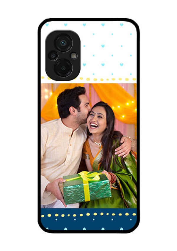 Poco M5 Personalized Glass Phone Case - White and Blue Abstract Design