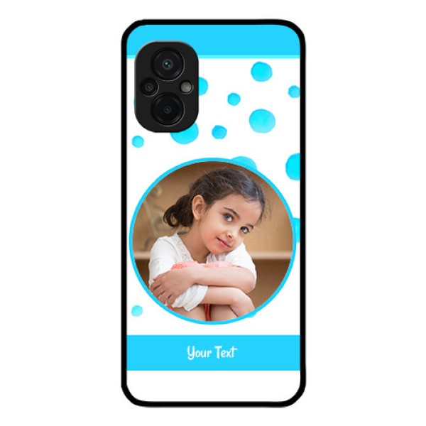 Poco M5 Photo Printing on Glass Case - Blue Bubbles Pattern Design Poco M5 Photo Printing on Glass Case - Blue Bubbles Pattern Design