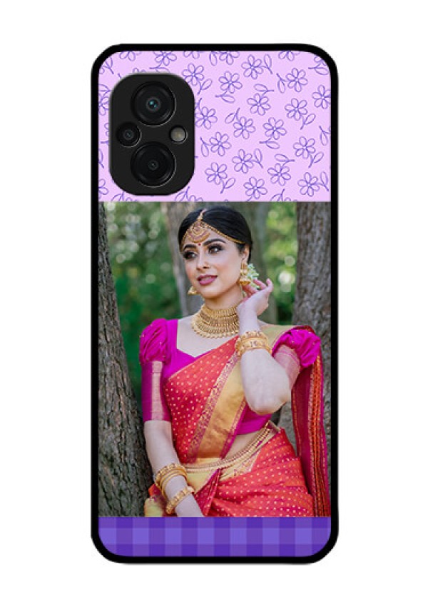 Poco M5 Custom Glass Phone Case - Purple Floral Design
